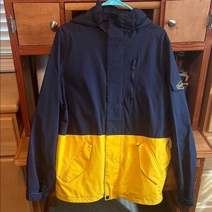 Burton Men's Two-Tone Navy and Yellow Ski Jacket